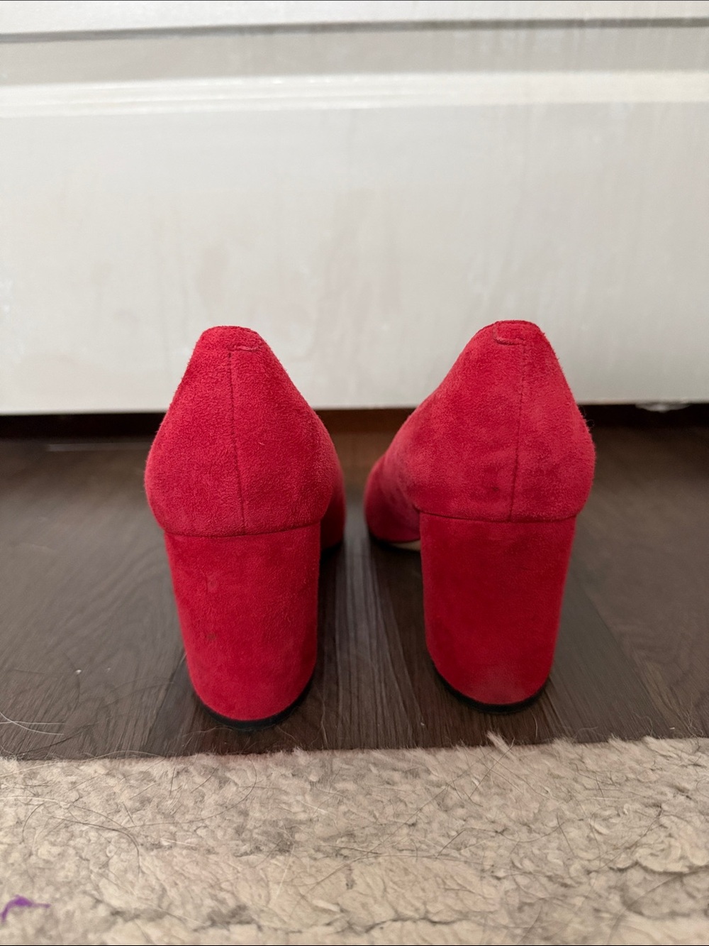 Marc Fisher Red Suede Chunky Heel Pumps - Picture 3 of 4